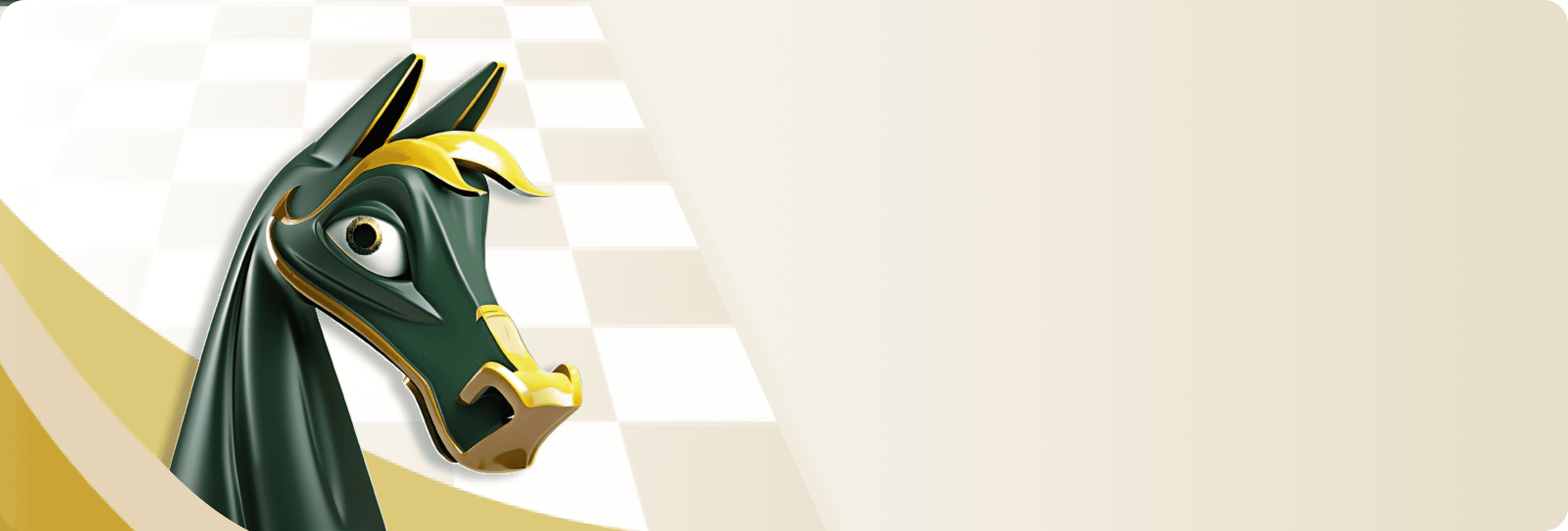 Chessy green knight chess piece on a checkered board with question mark decorations for desktop display